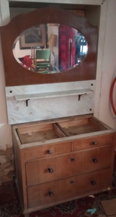 Stara Toaletka Dębowa Marmur poniemiecka