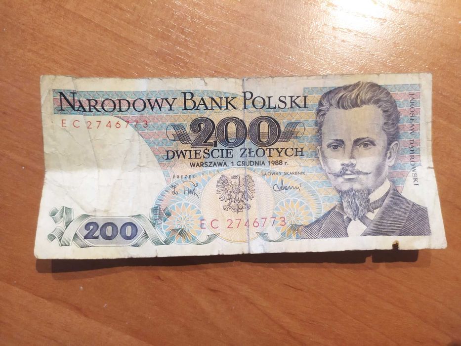 Banknot 200 złotych seria EC 1988 rok.