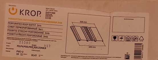 Podsufitka podbitka PVC Krop złoty dąb perforowana trzypanelowa 3mb