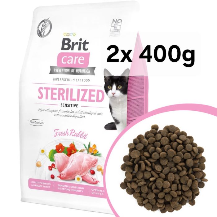 Brit Care 2x 400g Sensitive Sterilized Pokarm Królik Kot Sterilised