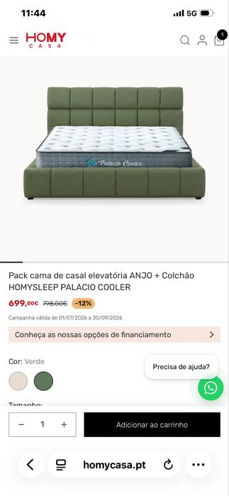 Cama estofada nova