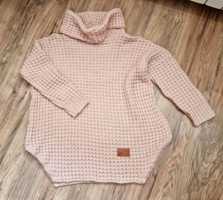 Sweter z golfem golf róż Pola