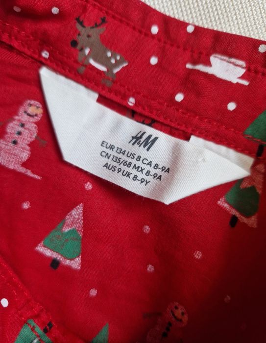 Новорічна Різдвяна сорочка H&M хлопчик 8-9 р рубашка
