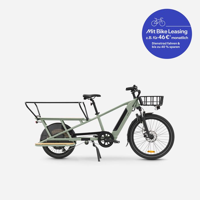 Bicicleta Elétrica Longtail R500E Carga Traseira Verde Claro