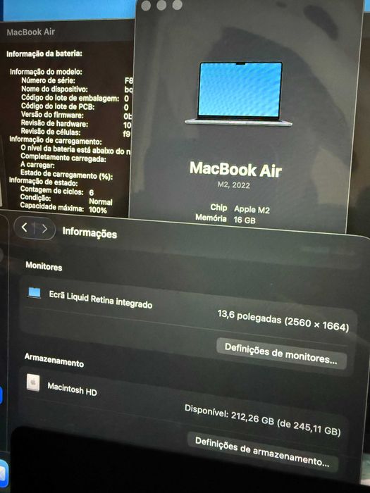 MacBook Air M2 2022 / 16GB RAM / 256GB SSD