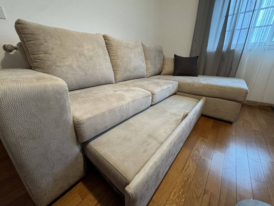 Sofá Cama Chaise Longue Creme