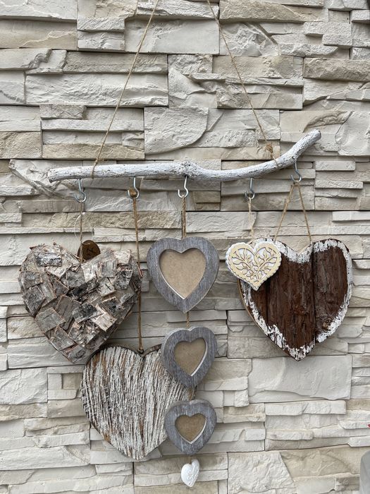 Handmade serca na kiju serce drewno sznurek Walentynki