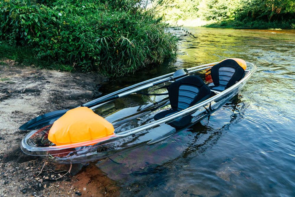 KAJAK KAYAK z przezroczystym dnem łódz wiosła komplet