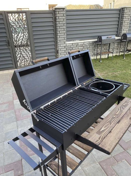 Мангал 3 в 1 метал 5 мм на колесах посилений