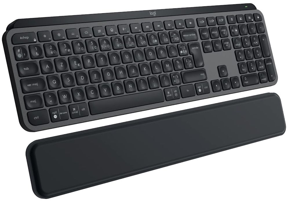 Klawiatura bezprzewodowa Logitech MX Keys S Plus Wireless Graphite (klawisze nożycowe, Bluetooth, odbiornik USB, układ francuski, z podświetleniem)