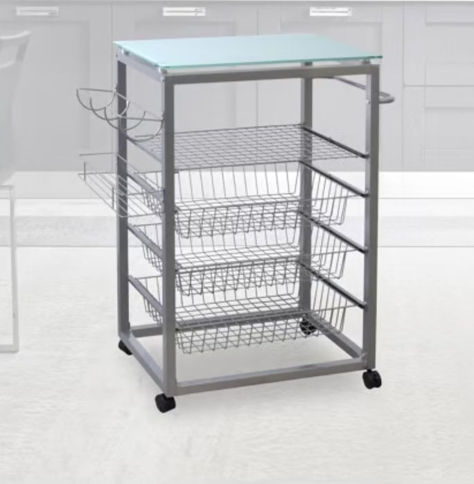Carro de Apoio de Cozinha CRISTAL II Branco (Conforama) – Novo na caixa