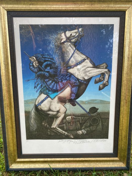 São Jorge com Dragão David Manzur 1994 Assinado e Datado
