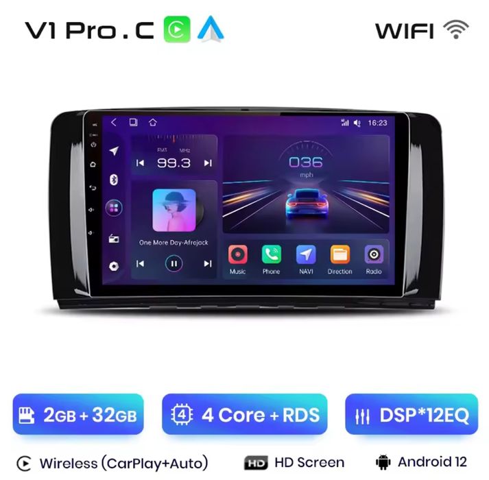 Rádio 9" Android Mercedes w251 Classe R300 R280 Carplay GPS WiFi 2/32G