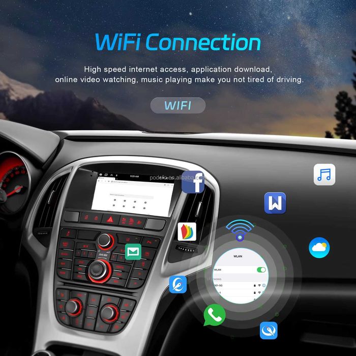Rádio Android 7" Opel Astra J 2011-14 Carplay GPS Wifi 4/64GB NOVO