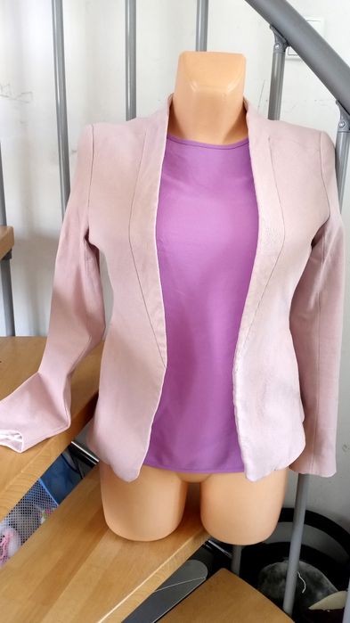 Żakiet pudrowy róż marynarka zarzutka taliowana New Look 38