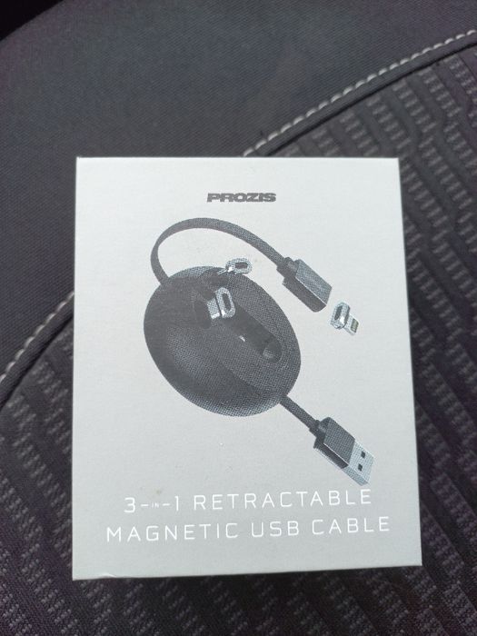 Cabo USB Retrátil Magnético 3-em-1 Prozis