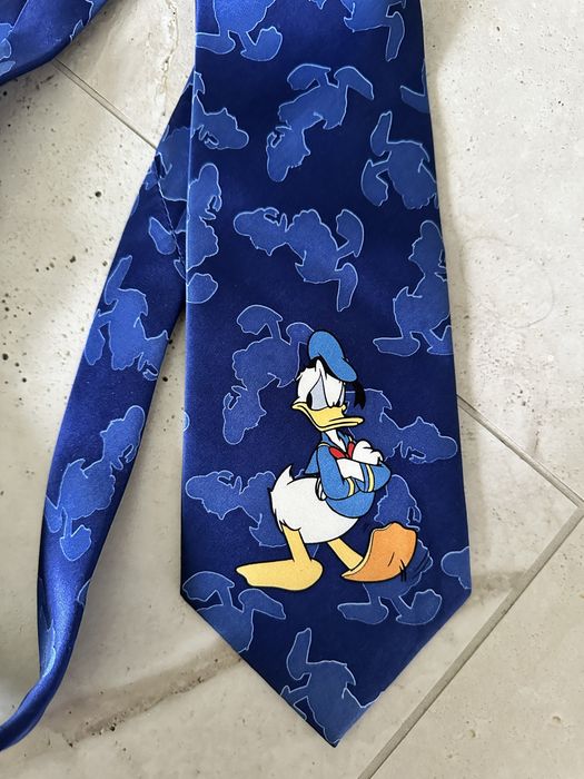 Krawat tie Kaczor Donald silk jedwab vintage Disney Donald Duck