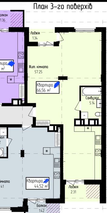 2-кімн квартира вільного планування поруч із парком Боздош Під ремонт