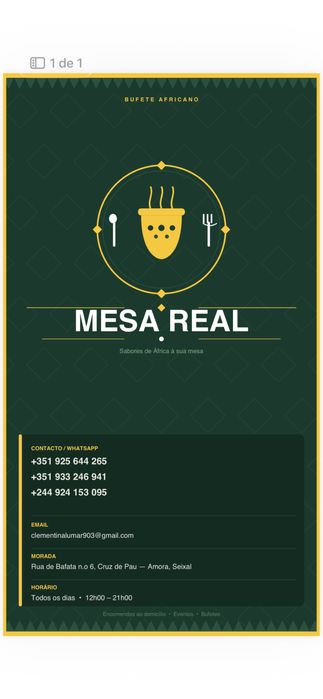 Mesa real servicos de restauração
