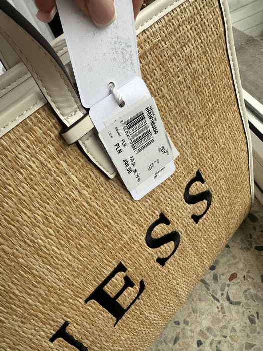 Guess nowa torebka beżowa shopper słomiana