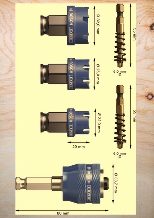 Zestaw Otwornic Bosch Expert Sheet Metal 22/25/32mm Power Change