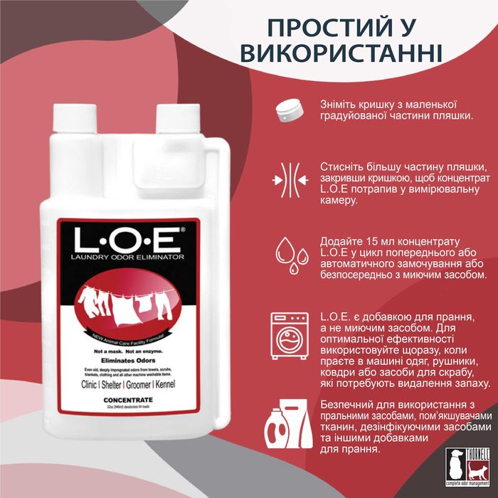 Нейтралізатор запаху тварин для білизни, концентрат ODORCIDE® L.O.E. 3.8L