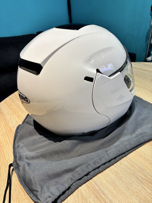 Kask szczekowy blenda przeciwsloneczna interkom CABERG JUSTISSIMO GT 2xl otwierany  otwierana szczeka ladny stan bezwypadkowy bialy