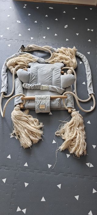 Babysteps Huśtawka dla dzieci + pasy velvetSwing gray