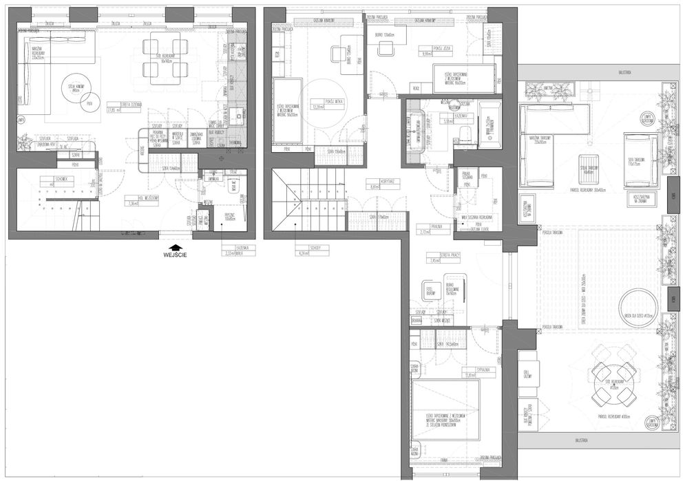 Ostrołęka - Dwupoziomowy apartament 9m2, taras 50m2 - umeblowany, parking, pergola, klima