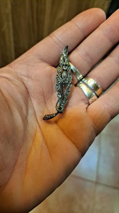 Alfinetes broches vintage em prata contrastada.