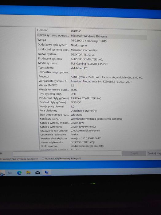 ASUS TUF GAMING FX505D Ryzen 5 3550H GTX 1650 32GB RAM 512 GB