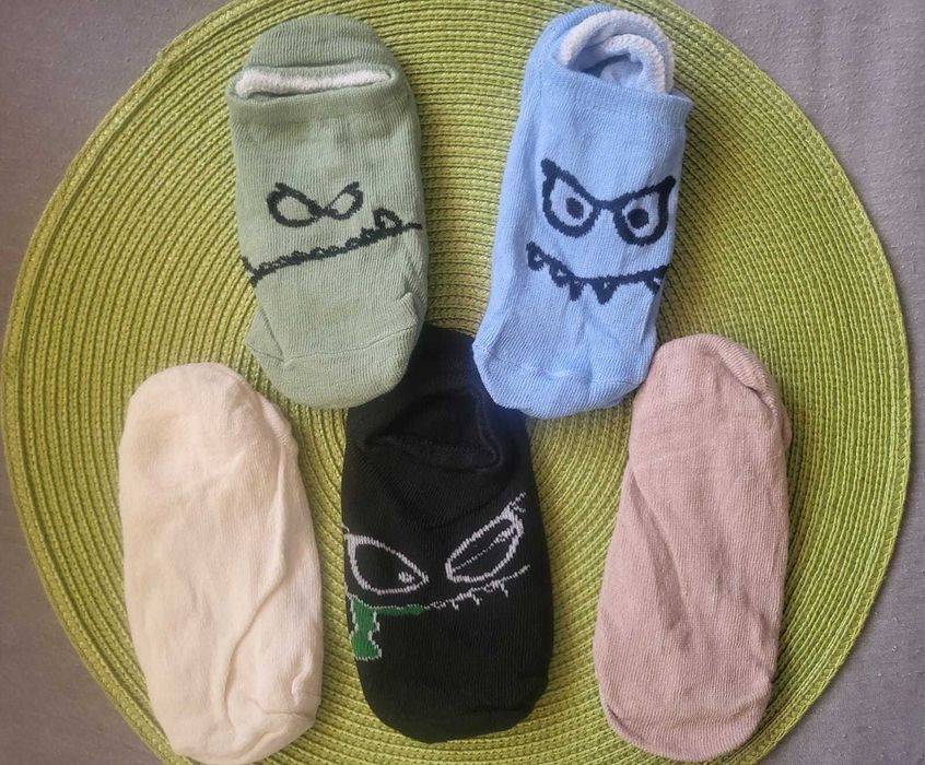 Skarpetki, stopki bawełniane, kolorowe, 5 szt. Okazja, nowe!