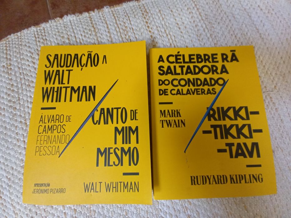 Três livros amarelos editora Guerra e Paz Pessoa Whitman Twain Kipling