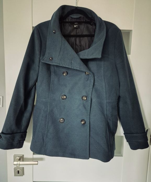 Ciemnozielony płaszczyk damski, H&M,r 44