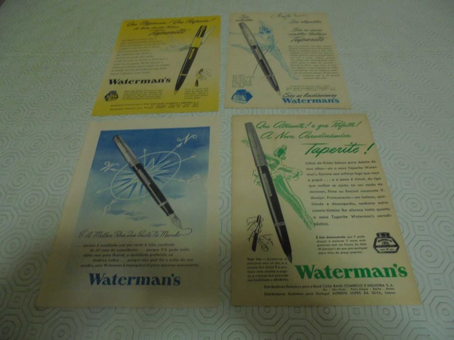 Publicidades de Canetas Waterman's dos anos 40/50 todas diferentes