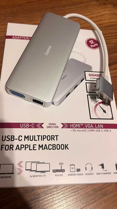 Hama Multiport USB-C do Apple MacBook Air & Pro, 12 PORTÓW