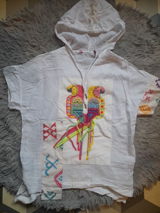 Bluzka letnia z kapturem styl boho roz S