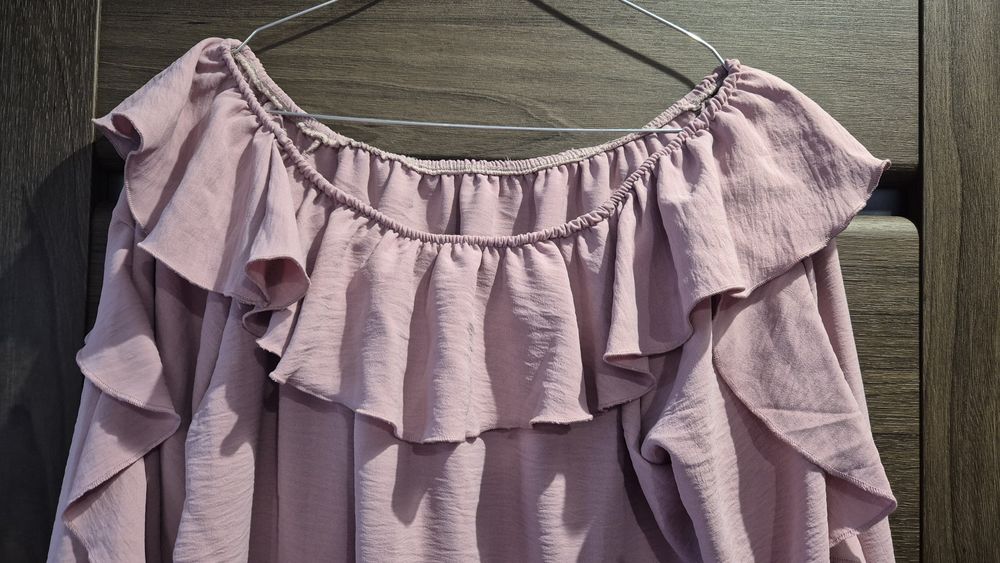 Bluzka hiszpanka puder róż roz uniwersalny S M L XL