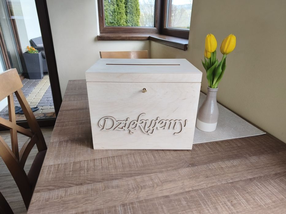 Pudełko drewniane skrzynia box na koperty ślubne