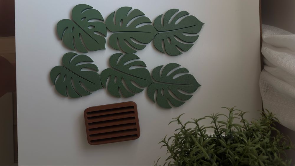 Conjunto de porta copos - Folha de Monstera (costela de Adão)