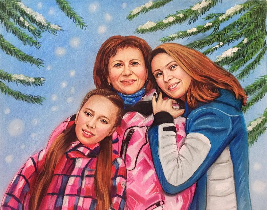 Портрет по фото на заказ карандашом или пастелью, ручная работа