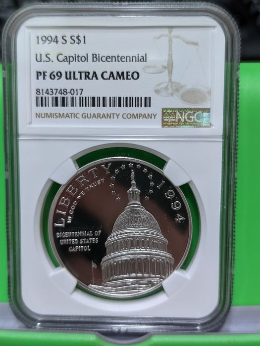 Срібний колекційний $ 1994 р. 200 років Капітолію! Слаб. MS69