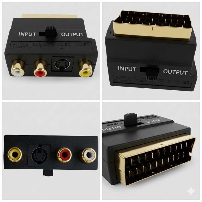 Adaptador SCART para RCA / S-Video (Conectores banhados Ouro) – Novo