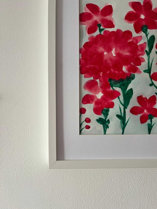 Pintura abstrata floral em aguarela