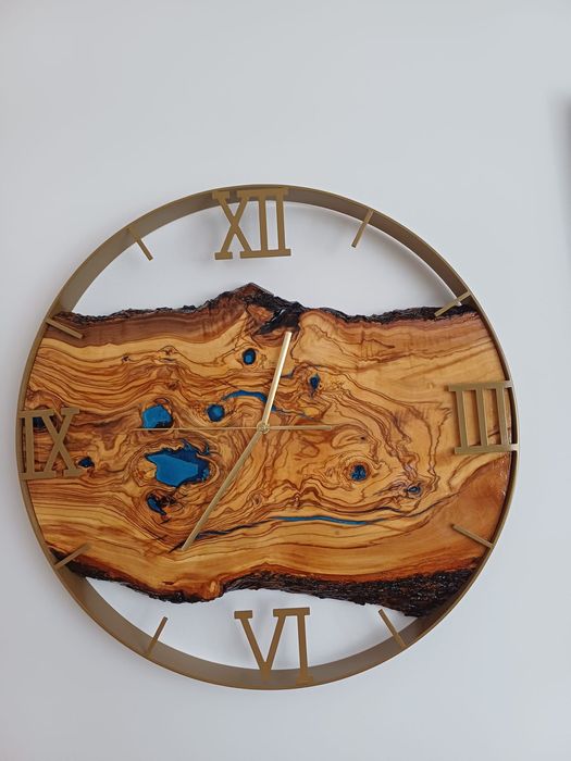 Zegar ścienny z żywicą 50, złoty