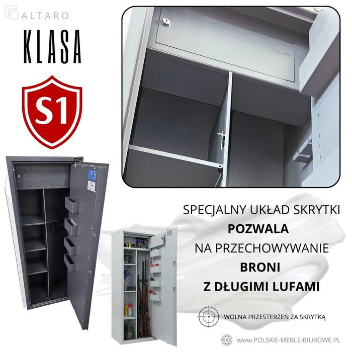 Szafa na broń myśliwską/ SEJF na BROŃ | Klasa S1 | 5 szt +półki +skr