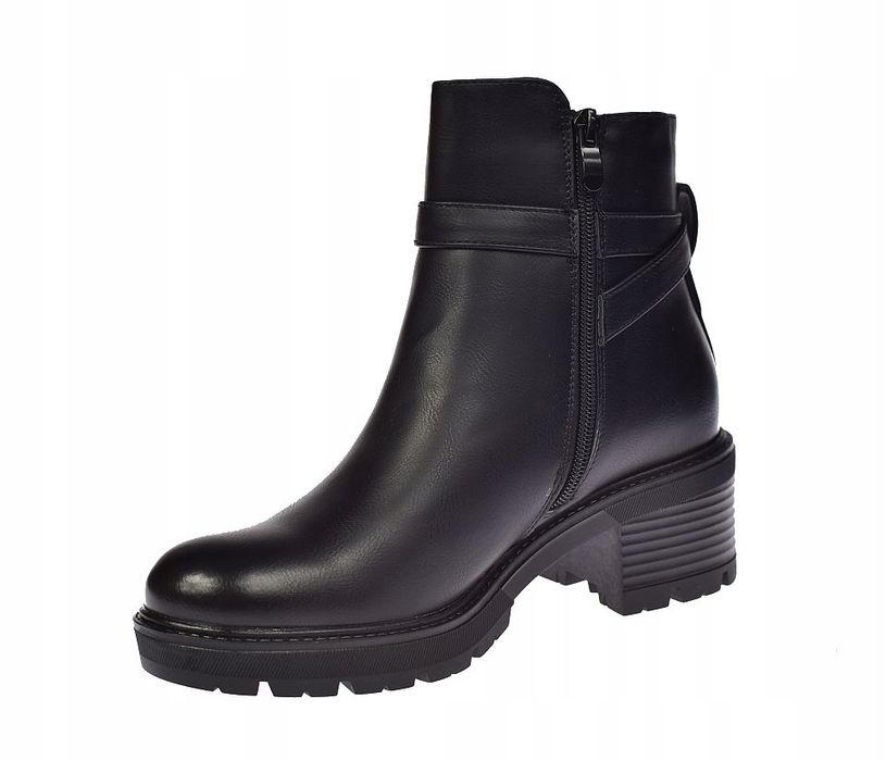 Botki damskie zimowe sztyblety ocieplane B-1354 BK r.39