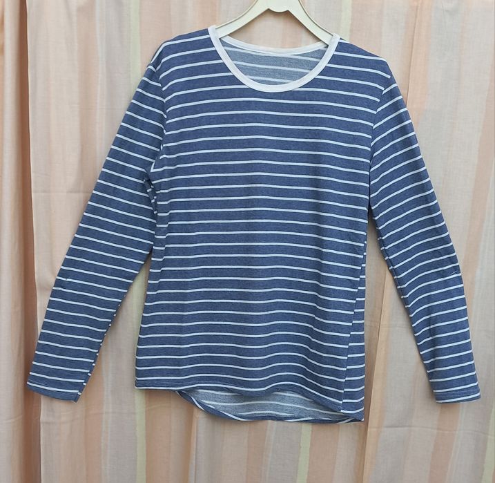 Camisola unisexo riscas azul e branco