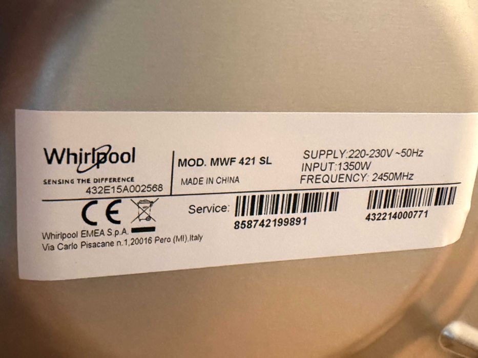 Mikrofalówka z grillem Whirlpool, piękna duża i zadbana