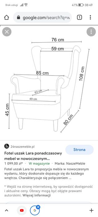 Fotel uszak podnóżek